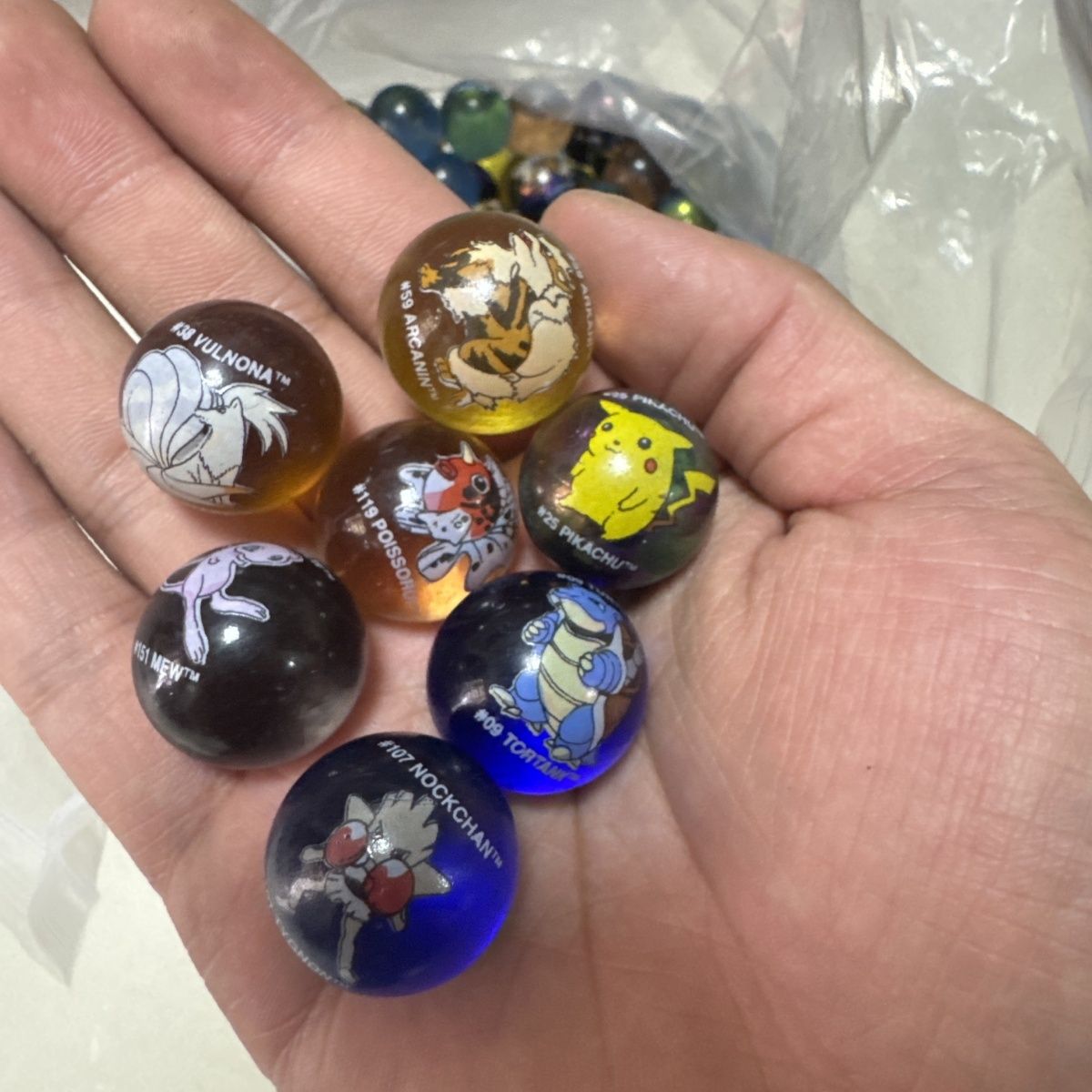 Vintage Collectible Marbles - 공식 포켓몬 대량 상품, 1세대 구슬,