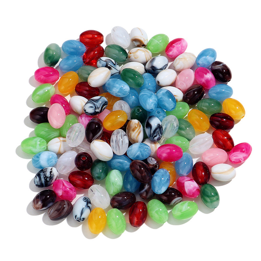 Vintage Collectible Marbles - 60Pcs 11x16mm 마블링 다채로운 기하학적 타원형