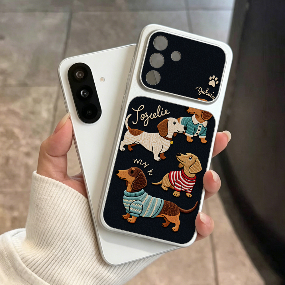 Camera Leather Case - 만화 강아지 가죽 폰 케이스 삼성