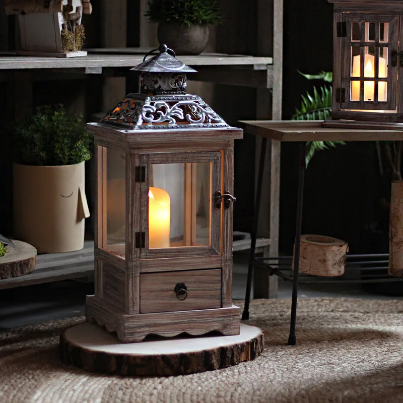 빈티지 나무 유리 바람 램프, 철 아트 바닥 촛대, 유 - Collectible Vintage Lamps 리뷰 및 가격