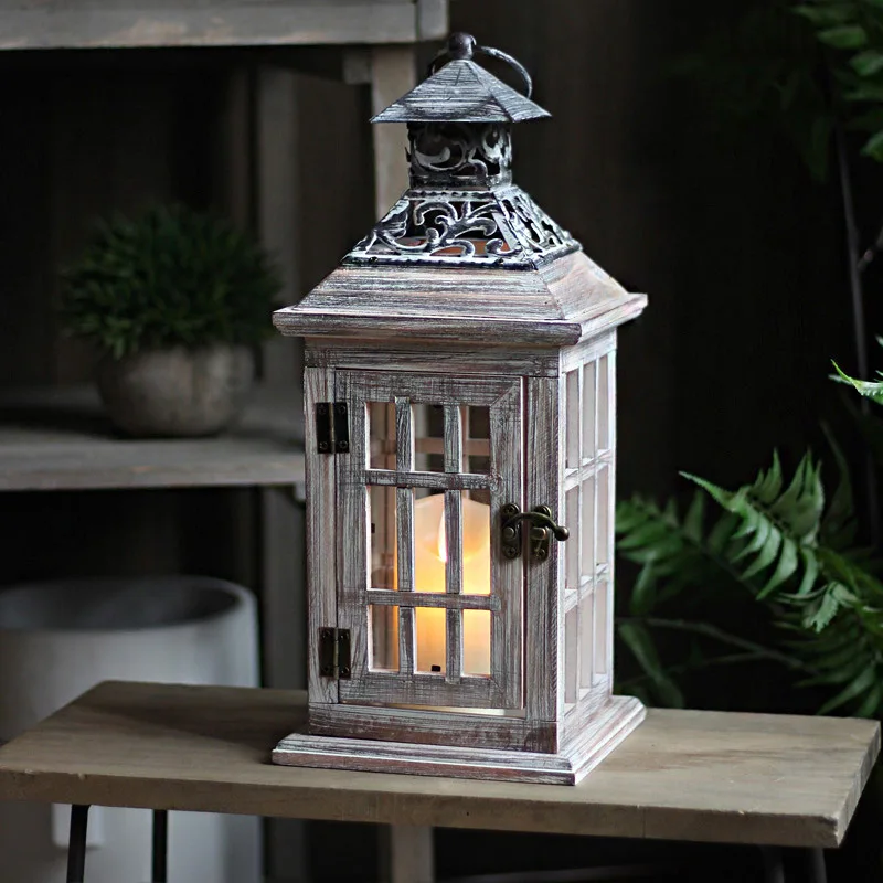 빈티지 나무 유리 바람 램프, 철 아트 바닥 촛대, 유 - Collectible Vintage Lamps 리뷰 및 가격