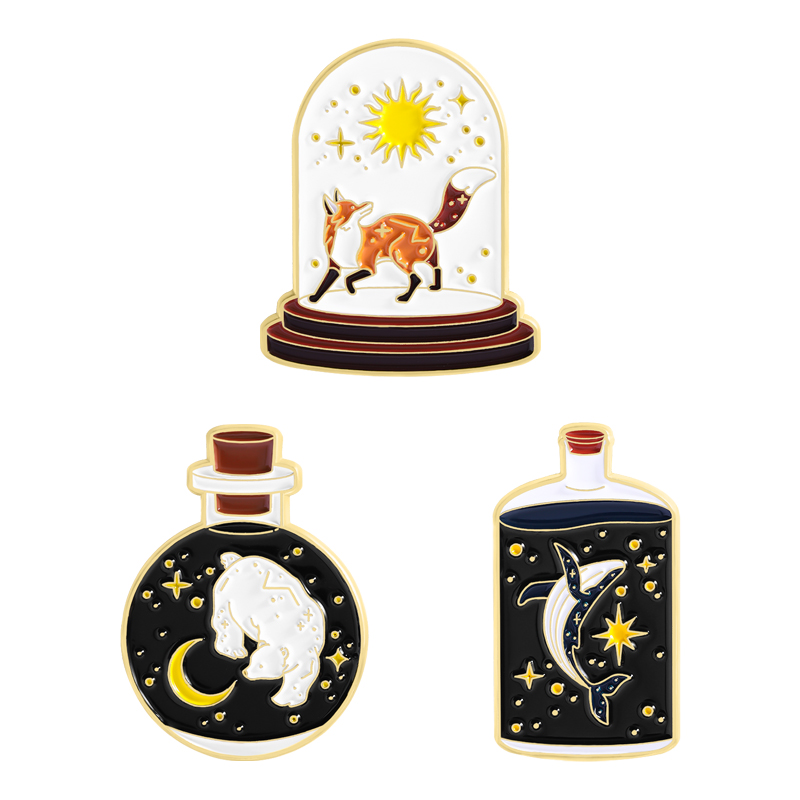 만화 동물 천체 예술 컬렉션 에나멜 핀 여우 태양 곰  - Vintage Collectible Bears 리뷰 및 가격
