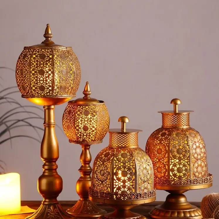 빈티지 철제 촛대 장식 테이블 윈드 램프 전자 캔들 홀 - Collectible Vintage Lamps 리뷰 및 가격