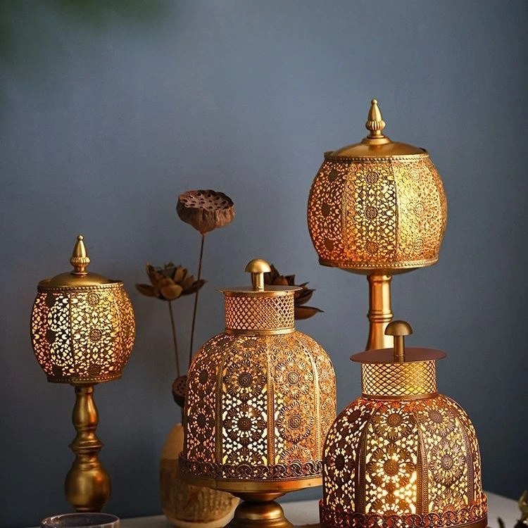 빈티지 철제 촛대 장식 테이블 윈드 램프 전자 캔들 홀 - Collectible Vintage Lamps 리뷰 및 가격