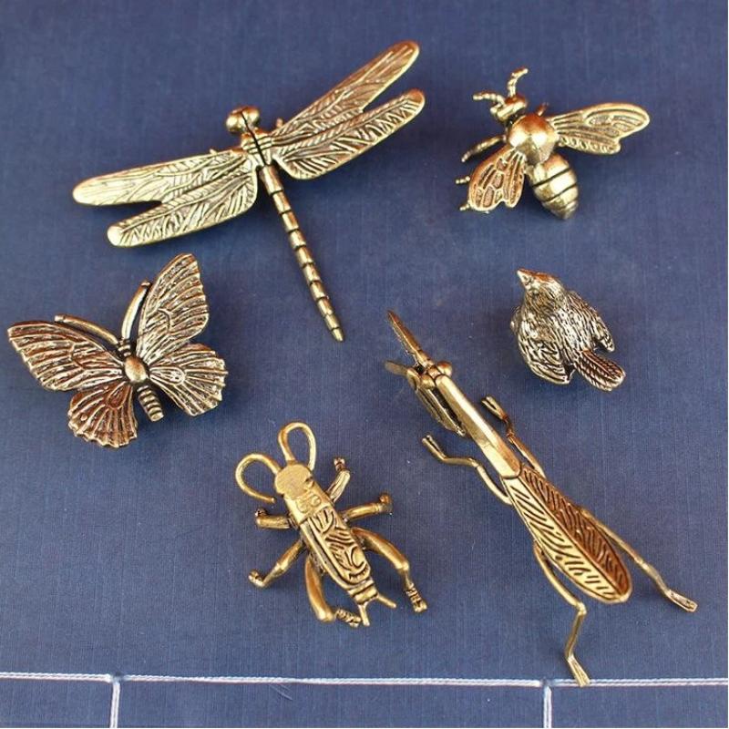 황동 미니 곤충 조각상 빈티지 앤틱 마감 정교하게 조각 - Vintage Fairy Figurines Collectible 리뷰 및 가격