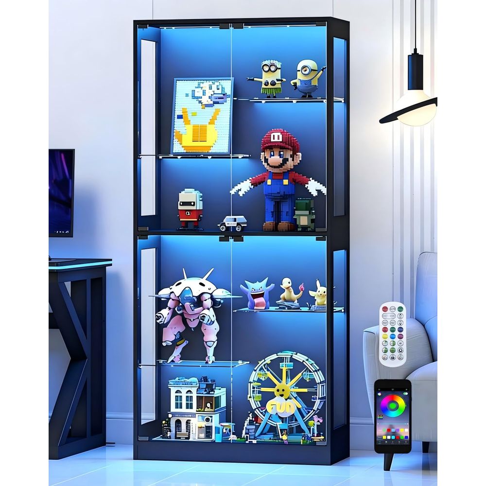 유리문이 있는 진열장 69, RGB LED 조명과 조절 - Collectible Collection 리뷰 및 가격